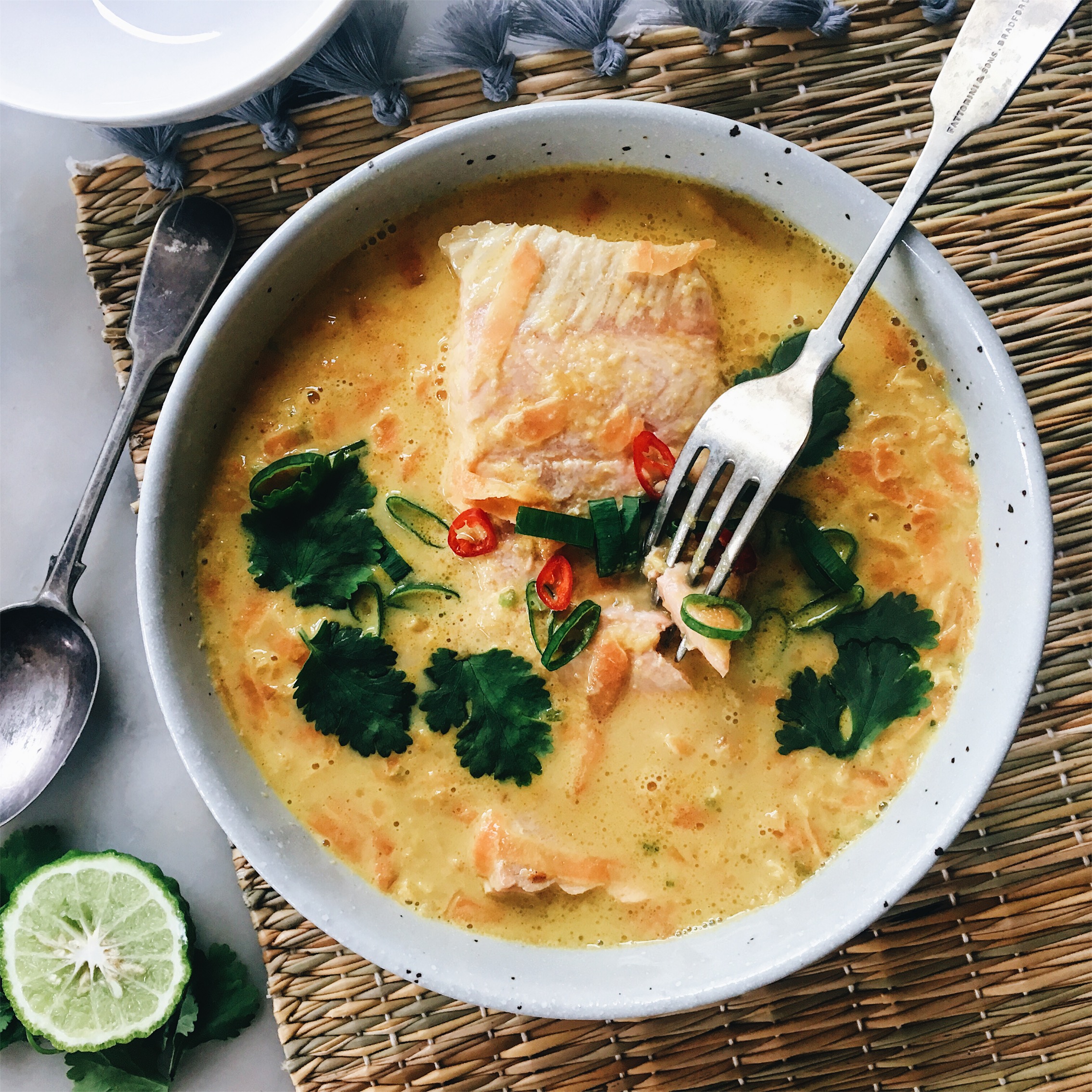 FRAGRANT COCONUT POACHED SALMON WITH RED LENTILS | The Healthy Hunter